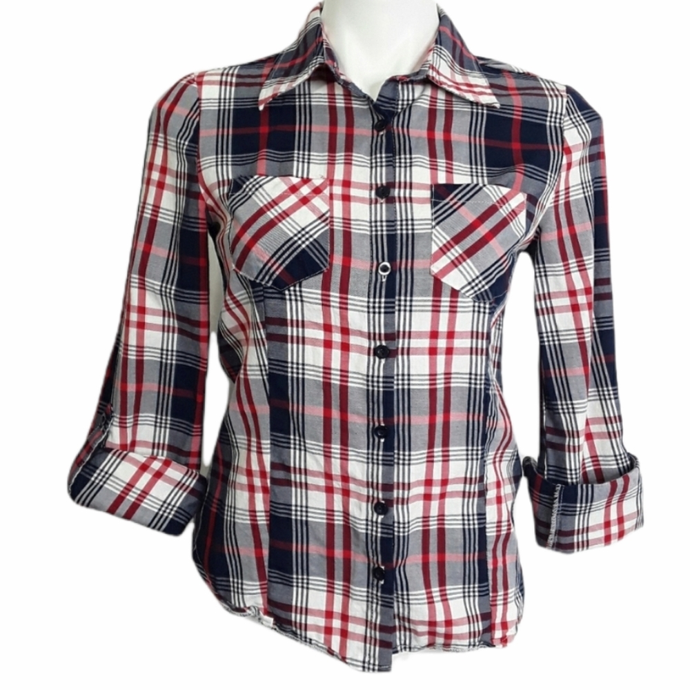 Urban Outfitters BLVD Plaid Button Down Blouse EUC sz S